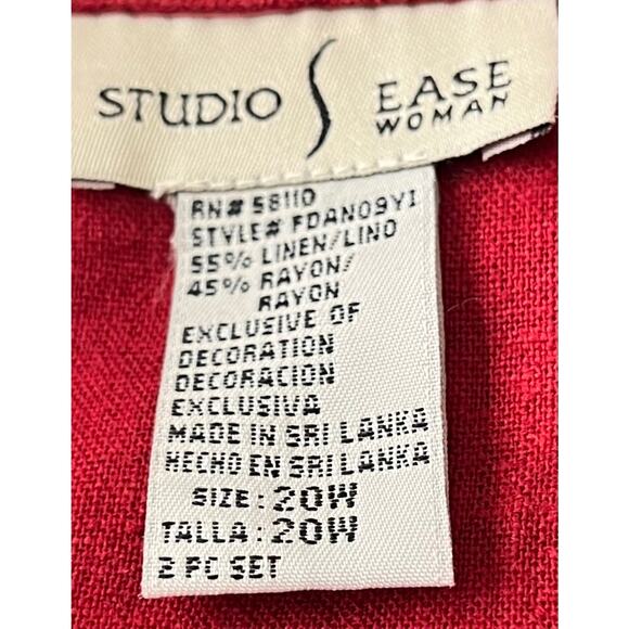 STUDIO EASE WOMAN SHORT SLV, BUTTON, TAILORED BLAZER - TOP, WOMENS, 20W-DARK RED - Picture 11 of 12